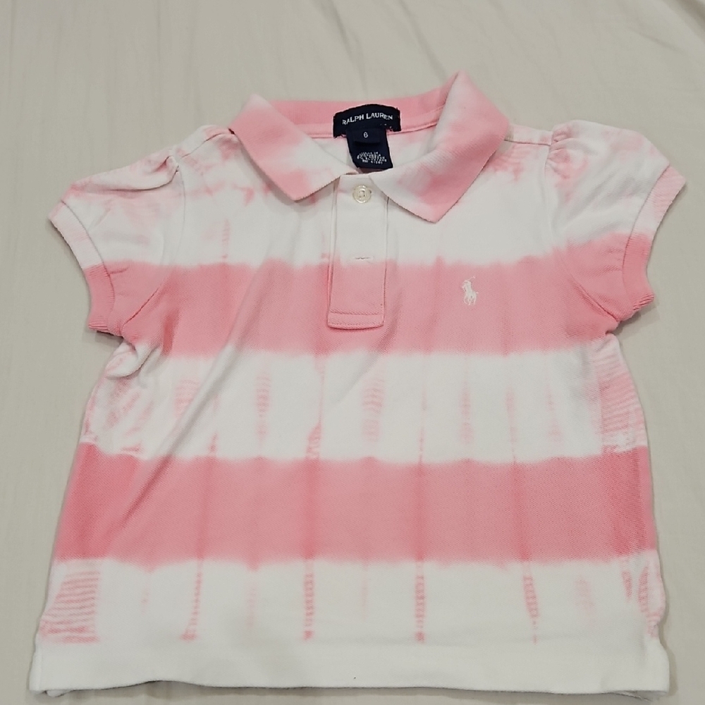 Ralph Lauren Pink and White Kids Polo Shirt